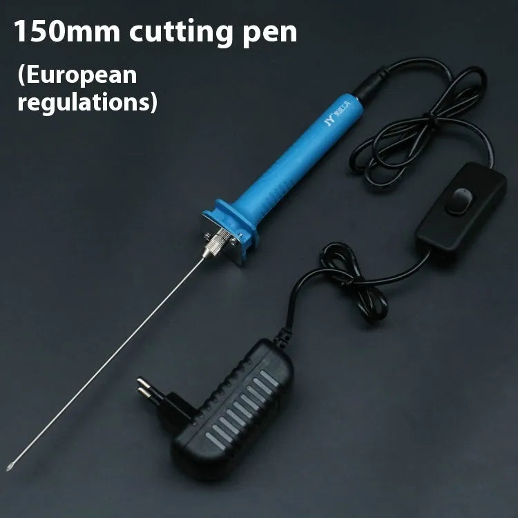 Blue electric heating cutter pen for foam materials with nickel-chrome blade and plastic handle