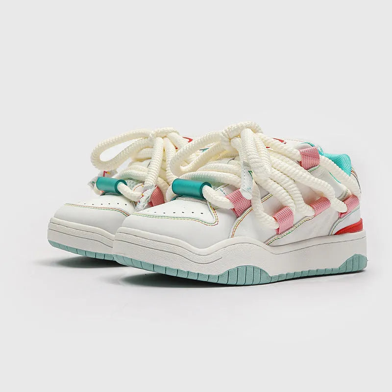 Thick-sole unisex casual sneakers in a choice of colours with lace-up front and round toe.