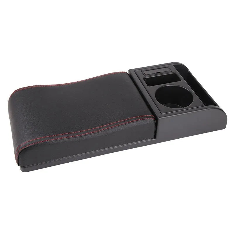Universal height-adjustable car armrest cover with PU leather or carbon fibre pattern