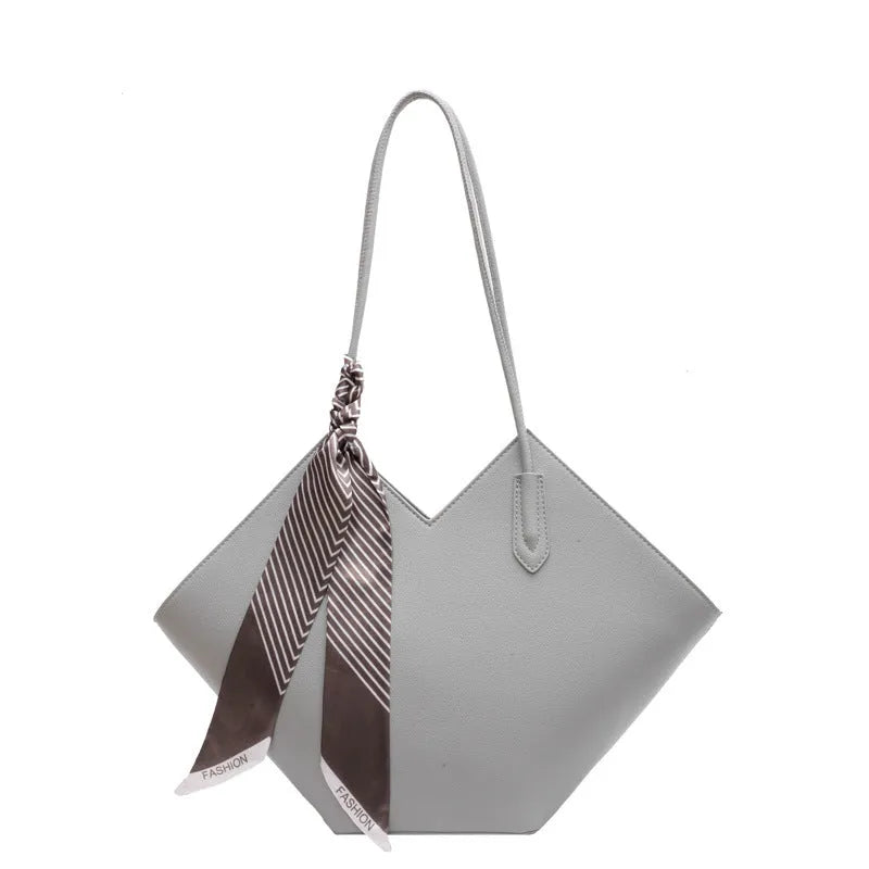 Women's PU leather large capacity shoulder bag in horizontal square design with 43cm width