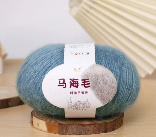 Hand-woven mohair wool ball for DIY scarf knitting projects in multiple colour options