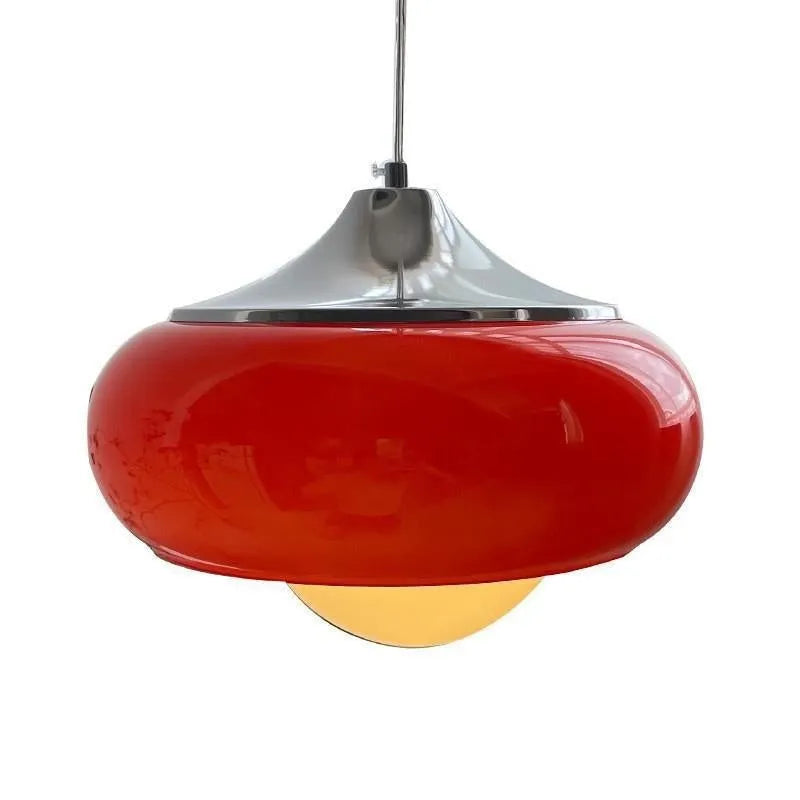 Bauhaus pendant light with three milk white egg tart glass shades for ceiling mounting