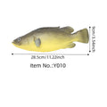 Three PU simulated fish ornaments showing yellow-fin tuna, yellow croaker, and flower fish designs for marine decoration