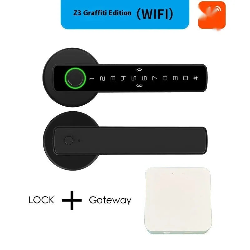 Black spherical handle smart door lock with electronic keypad for wooden interior doors