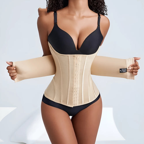 Black nylon belly band waist trainer for tummy slimming and core support