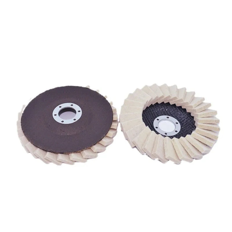 Flat wool flap disc polishing wheel for angle grinder with net cover