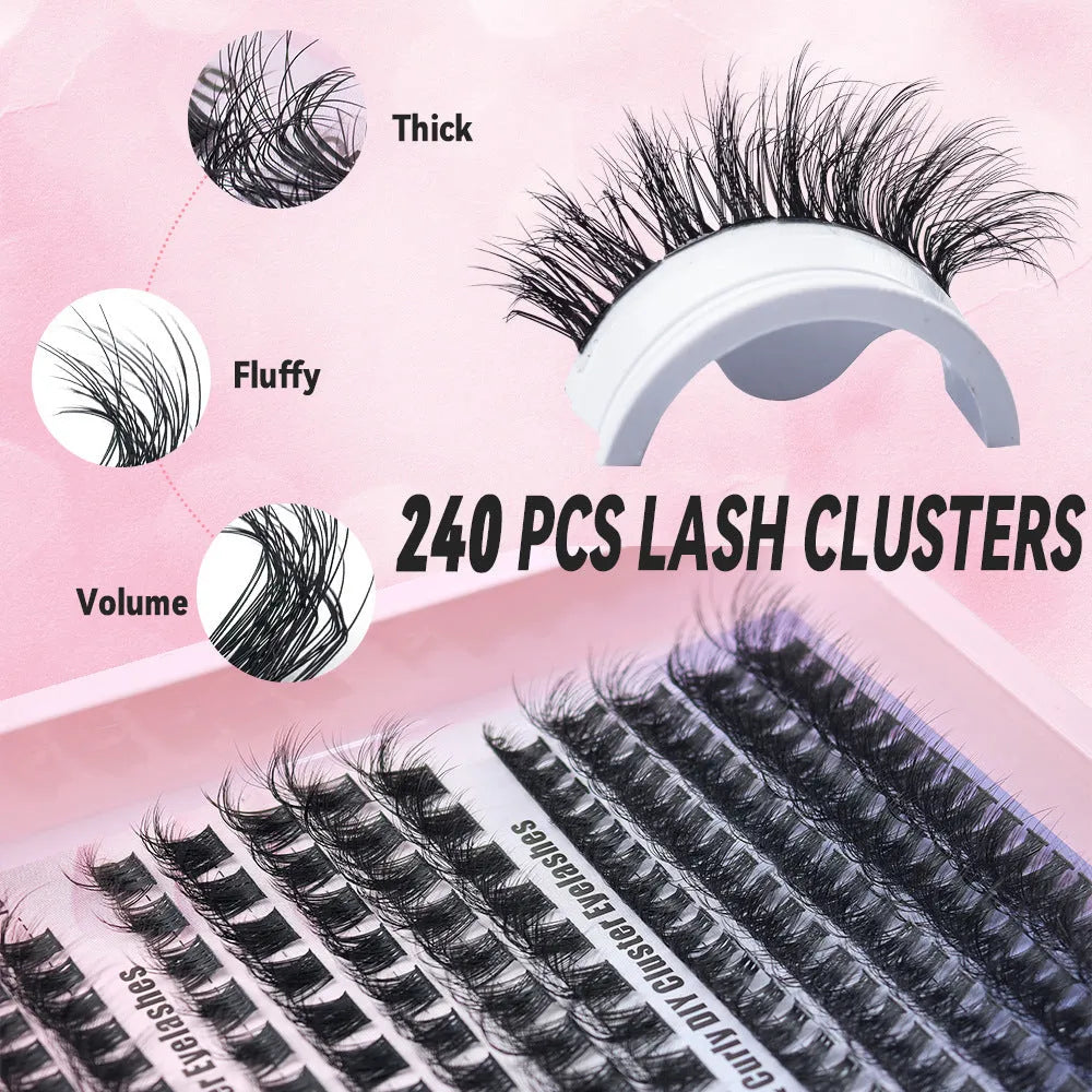 A high imitation material box containing a mix of false eyelashes, showing the product's size and organisation.