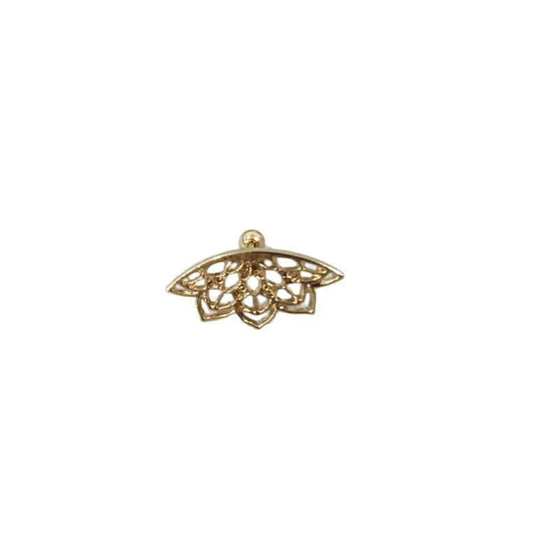 Spider web geometric mesh stud earrings in gold or silver electroplated metal for Halloween jewellery