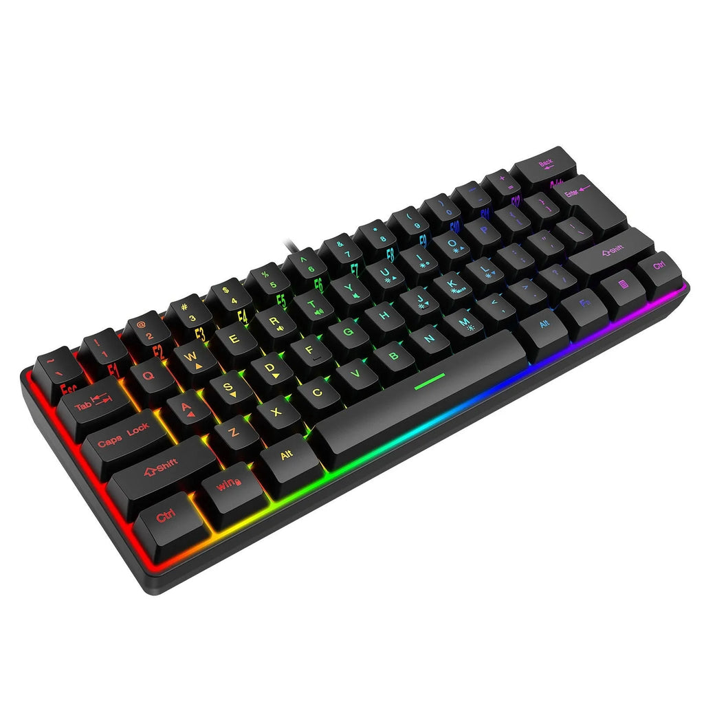 Simple Home K401-black RGB luminous compact wired keyboard on a desk