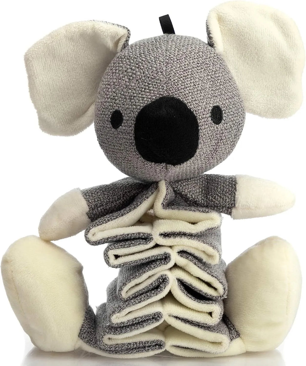 Grey koala plush dog toy with rope through body measuring 30cm long