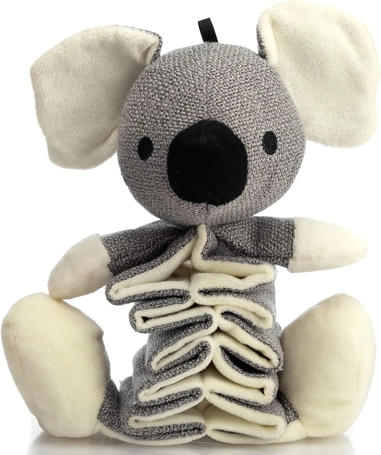 Grey koala plush dog toy with rope through body measuring 30cm long