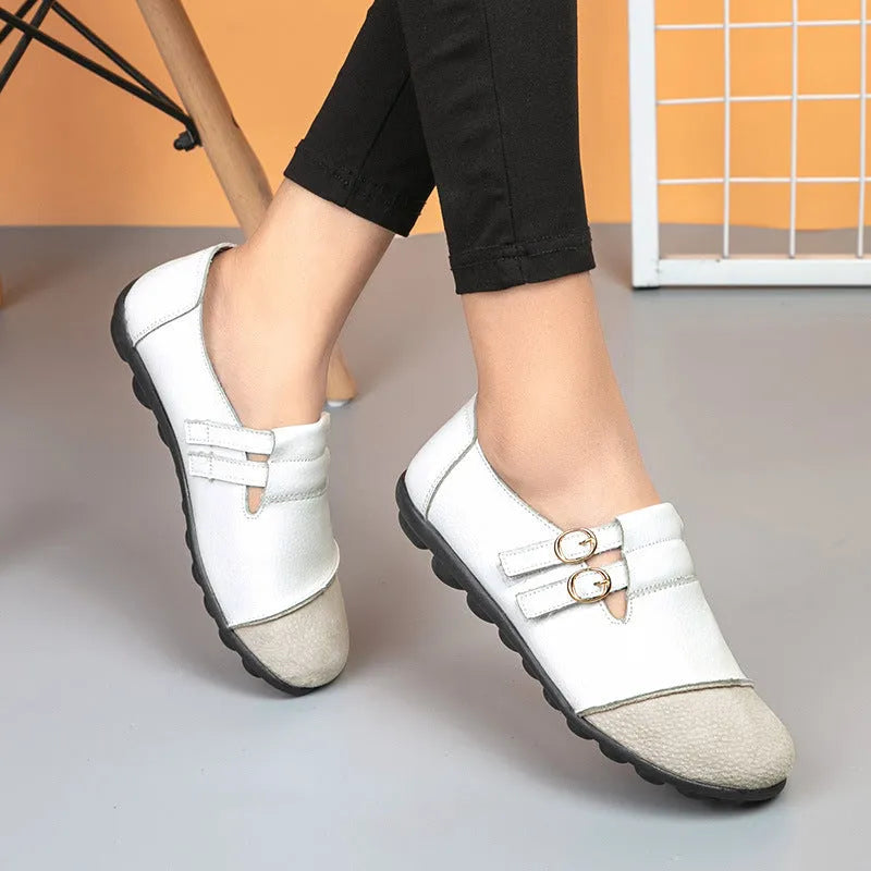 Men's low-top casual flat shoes with Velcro strap and round toe in multiple colours