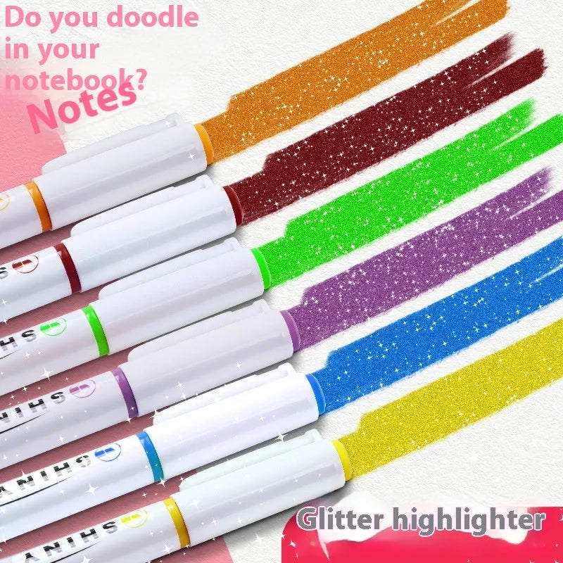 Set of four Sparkling Star River glitter highlighter pens in assorted pastel colours with slanted tips.