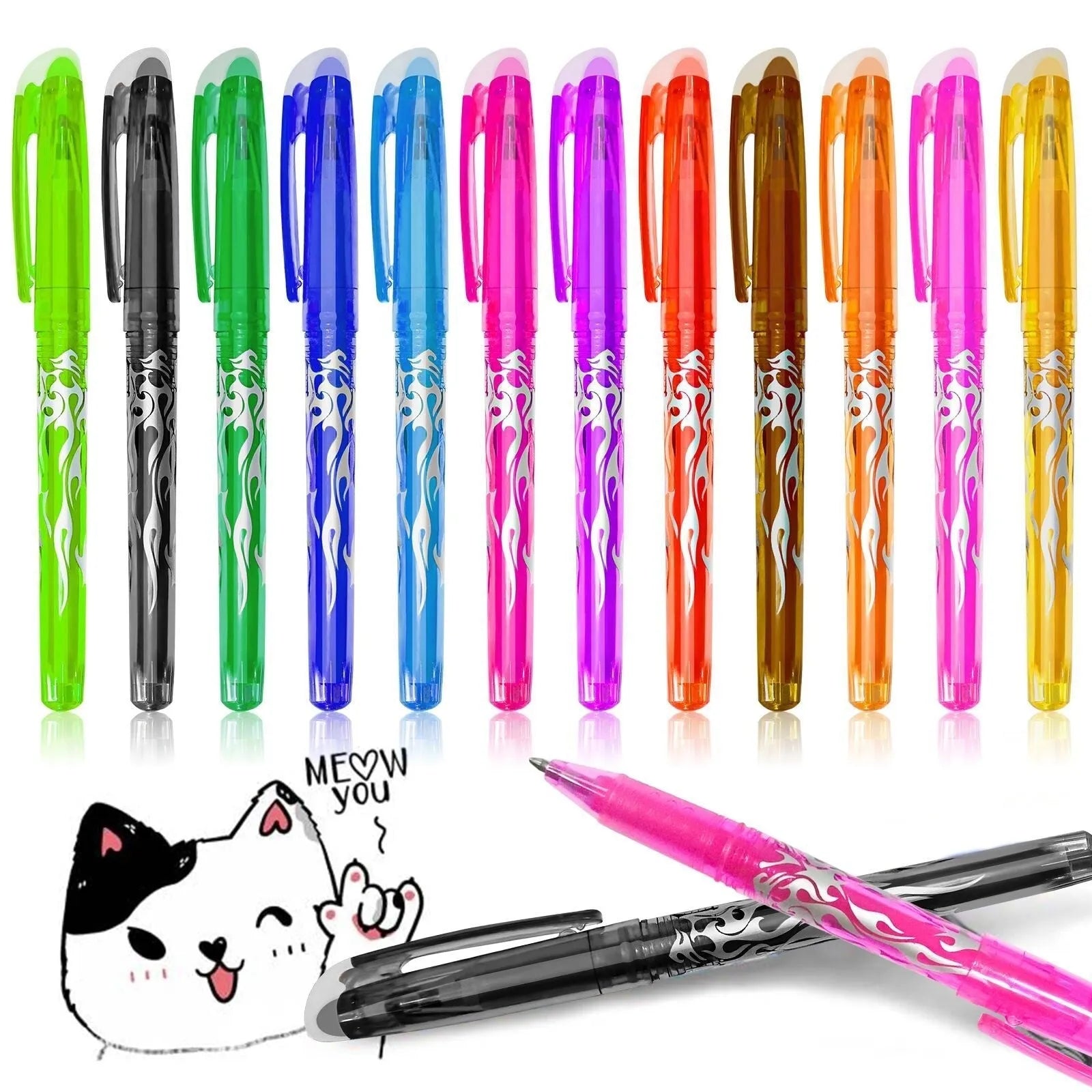 Hot erasable gel pen with plastic shell and stainless steel nib in 0.5mm or 0.7mm tip options