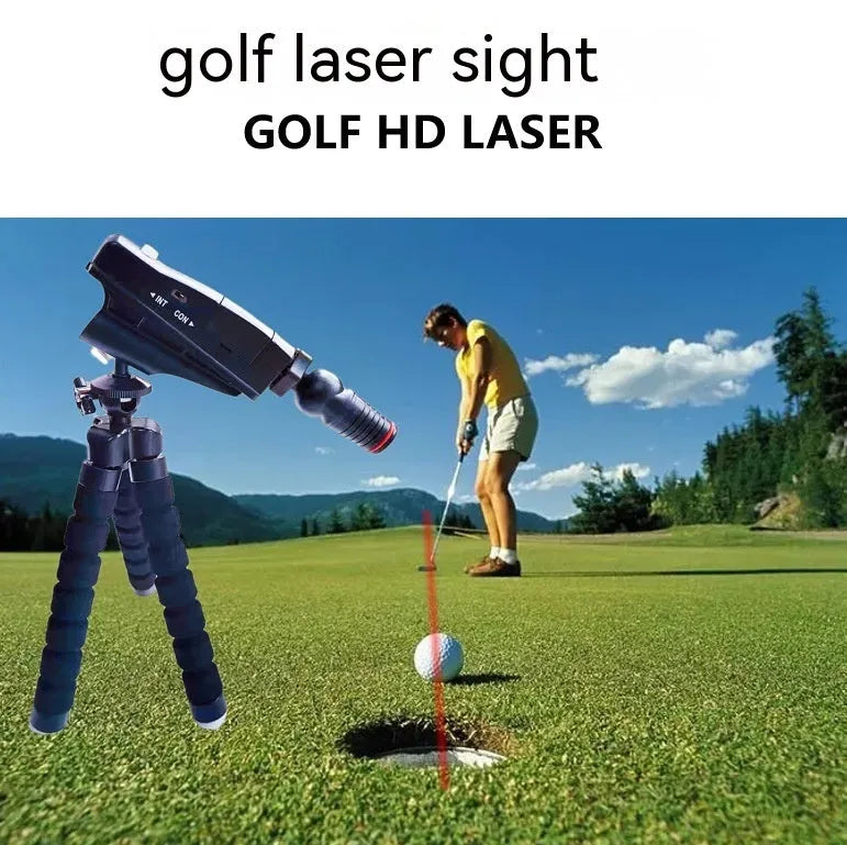 Golf putter laser aiming instrument showing laser alignment for putting practice with configuration options