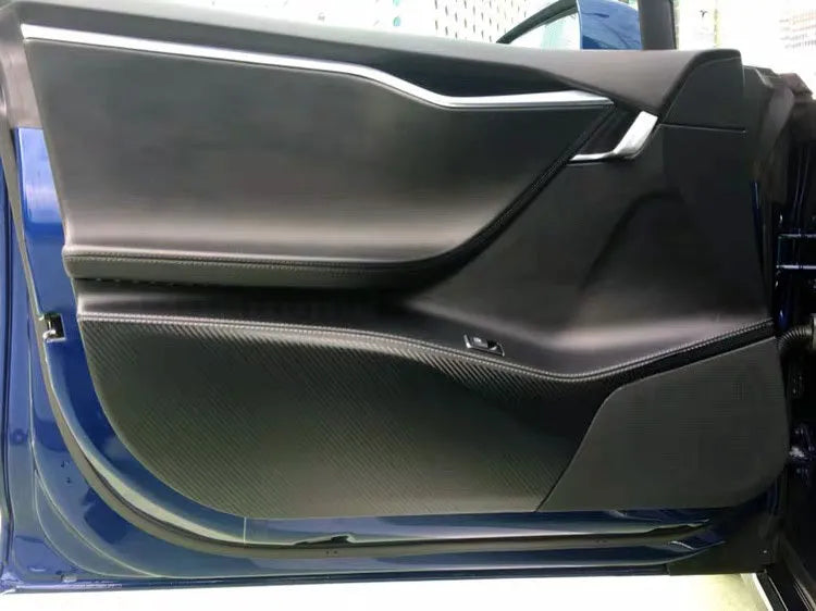 Tesla Model S carbon fibre protective film kit for car door interior panels