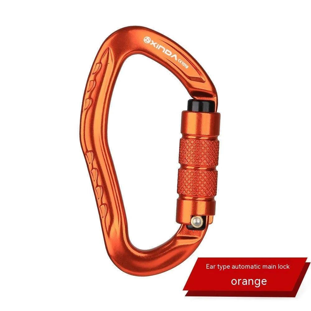 Automatic lock climbing carabiner in five colour options for outdoor rock climbing equipment