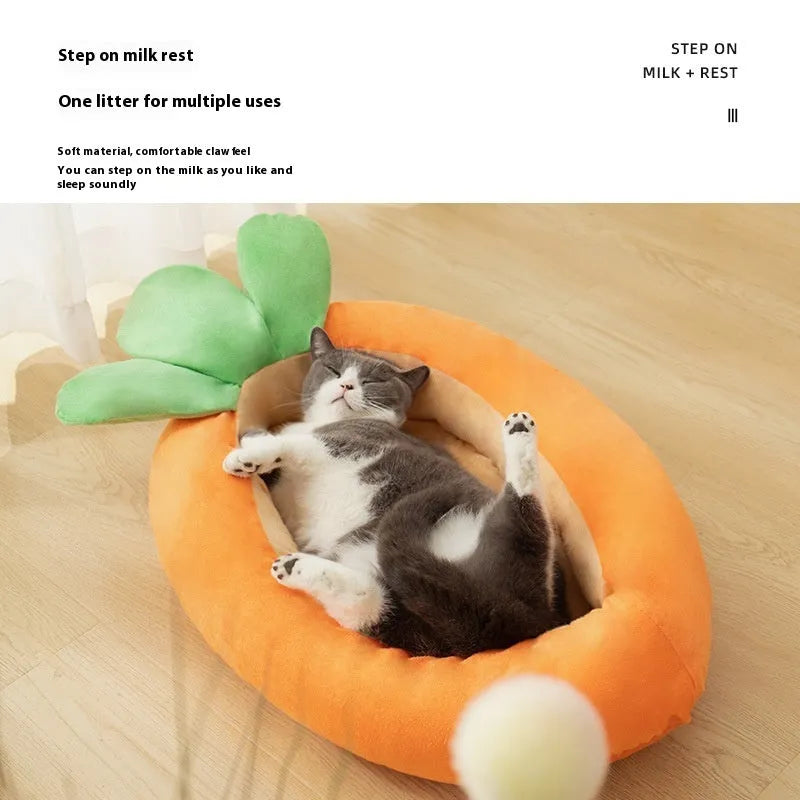 Carrot cartoon pet mattress dog bed with removable washable cover in two size options
