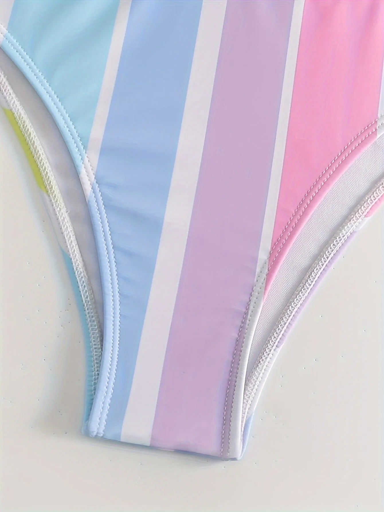 Women's striped bikini swimwear set for swimming sports with briefs style