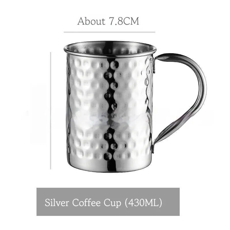 Stainless steel Moscow Mule cup with copper plating in hammer point style showing metallic finish.