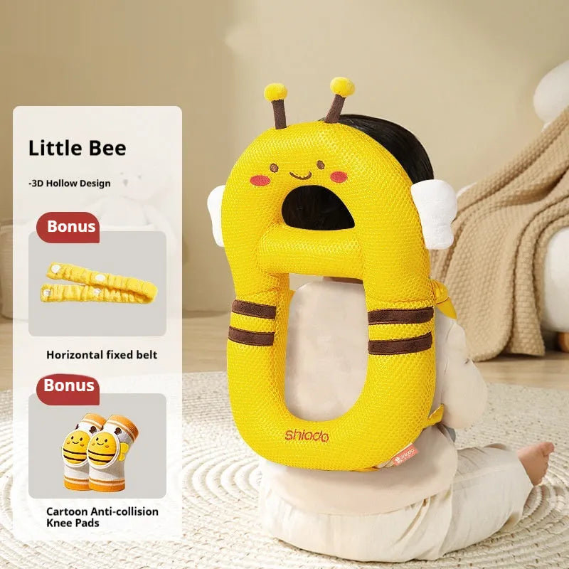 Baby anti-collision pillow with cartoon animal designs for toddling fall protection in kneecap and sock styles