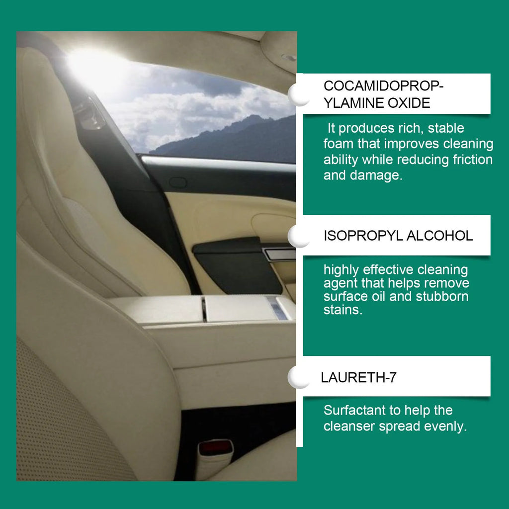 Car interior foamed cleaner in a 120ml bottle with dimensions 4.3x19.8cm for upholstery and dashboard cleaning