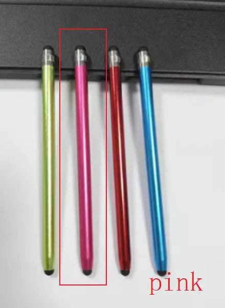 Universal two-in-one metal touch screen stylus pen for mobile phones and tablets in various colours.