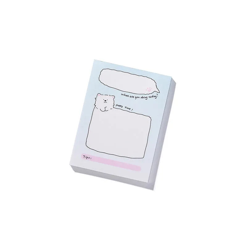 Cartoon hand account sticky notes in six designs showing multiple size options
