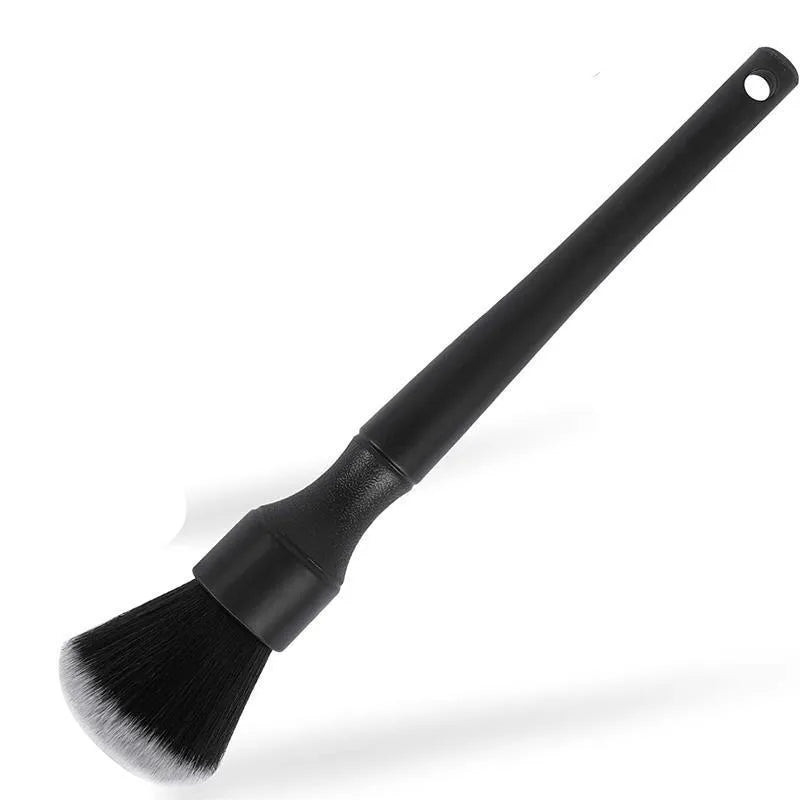 Black ultra-soft pig hair car detailing brush for interior dashboard and vent cleaning