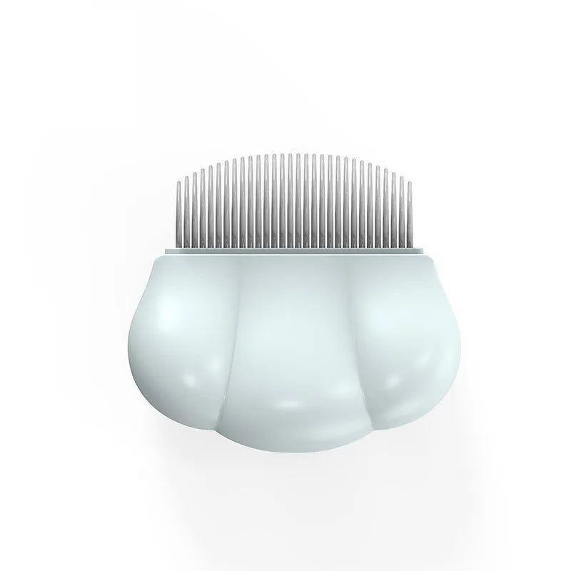 Blue deshedding brush for pets on a white background, showing its 9x9cm size.