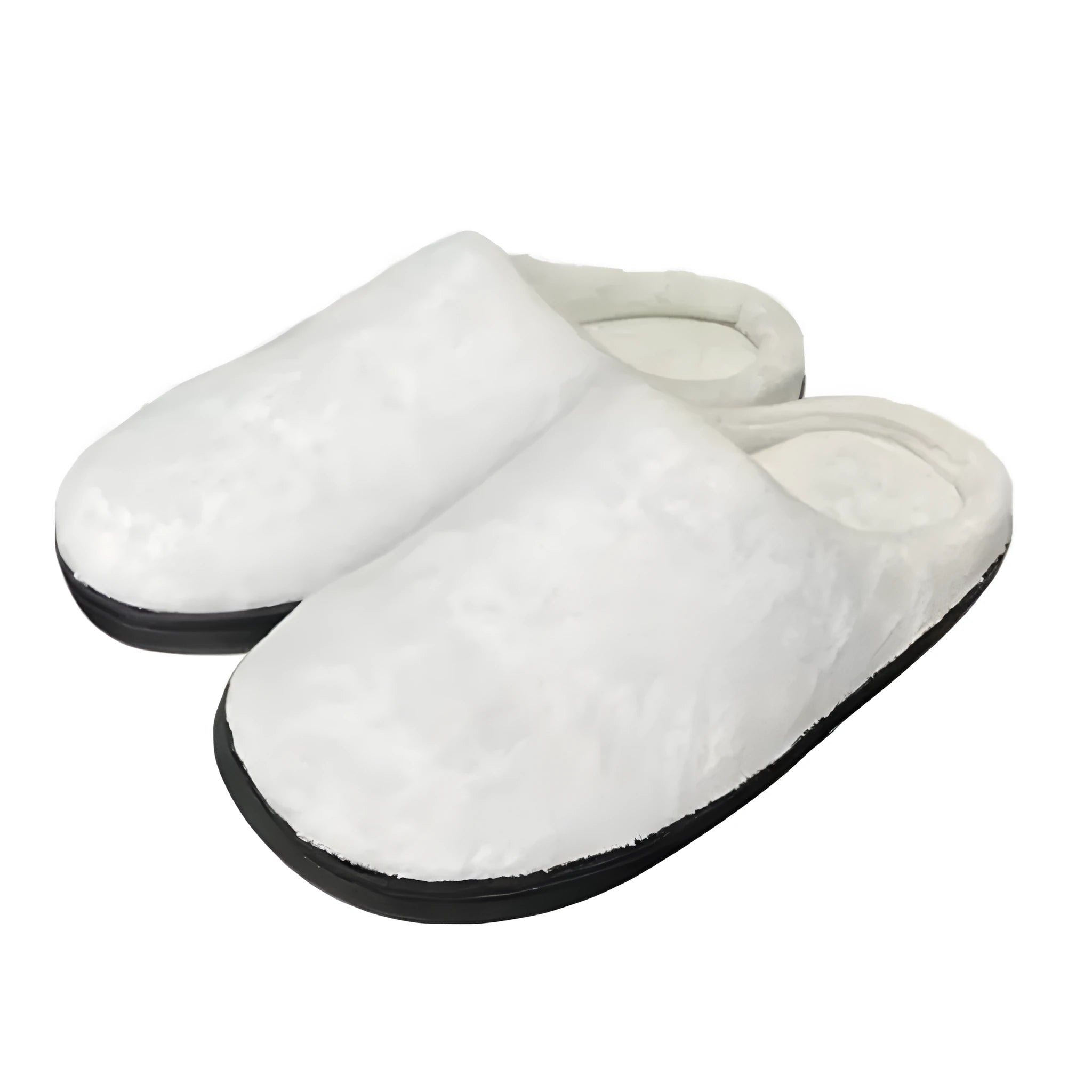 Custom printed pattern on warm flannel slippers with a TPR sole.