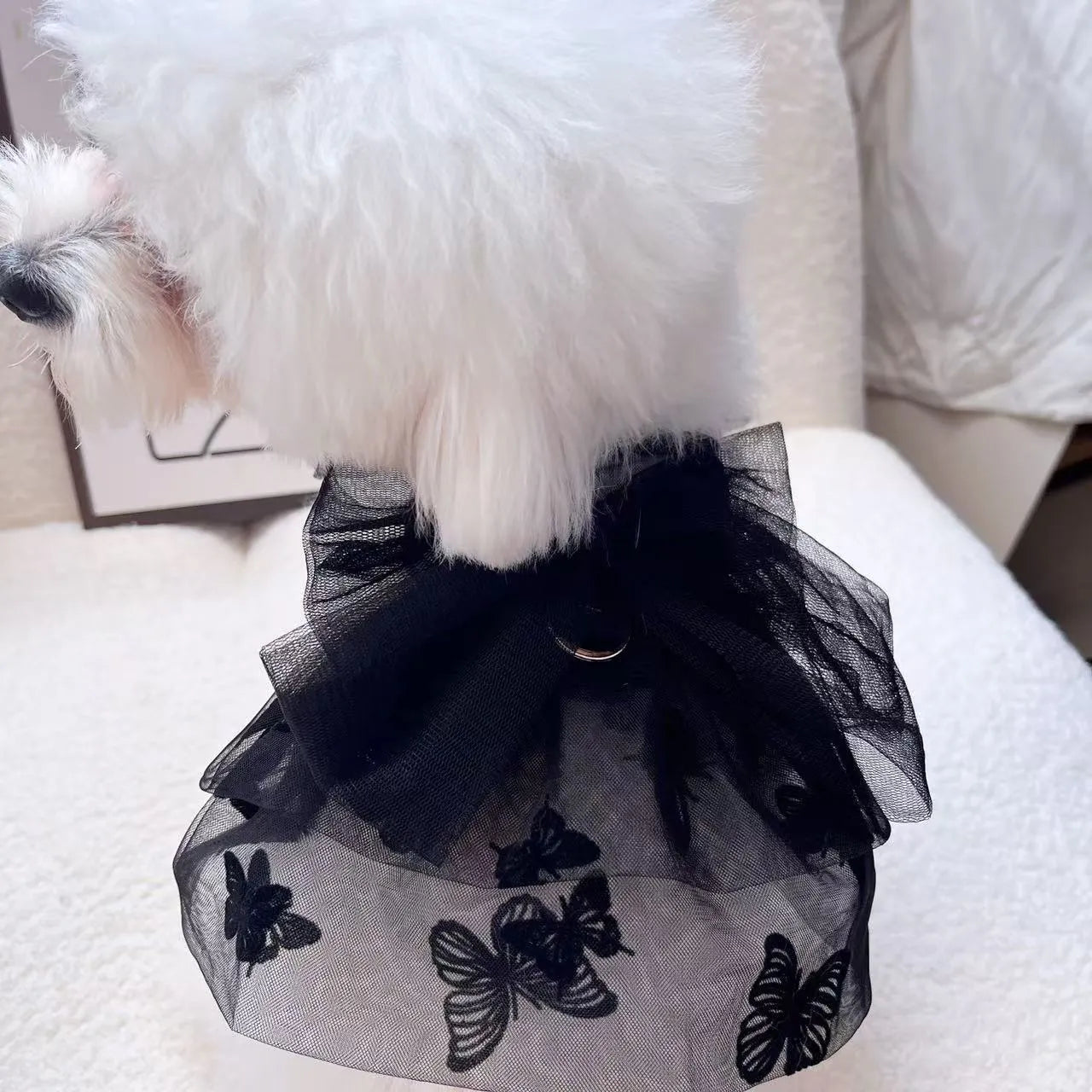 Black polyester princess tulle skirt pet clothing for small dogs and cats