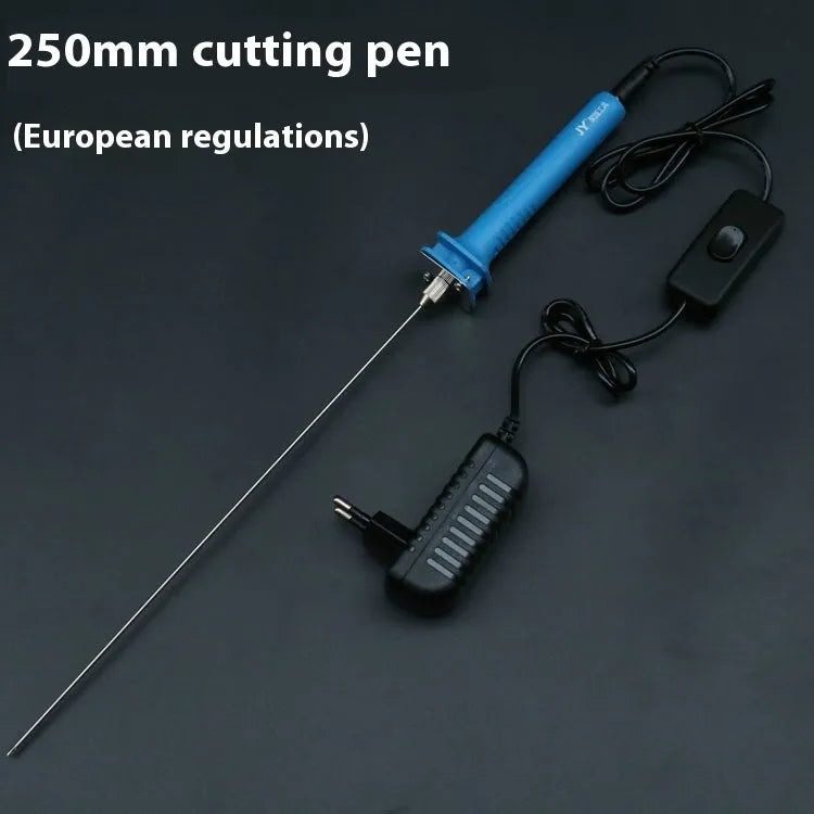 Blue electric heating cutter pen for foam materials with nickel-chrome blade and plastic handle
