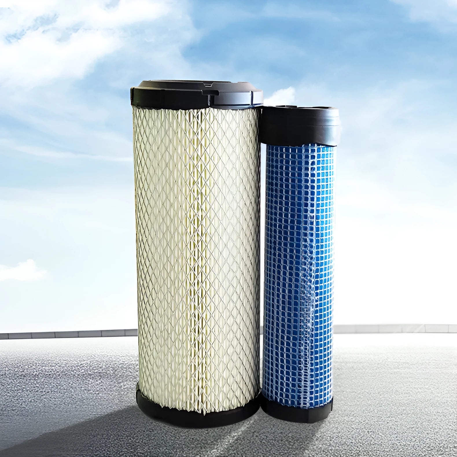 1027 model air filter with folding element, 106cm outer diameter, wood pulp filter paper construction