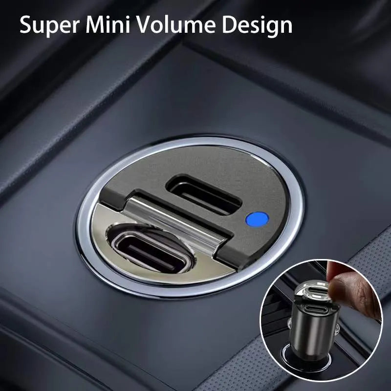 Black car cigarette lighter charger with dual USB ports for vehicle device charging