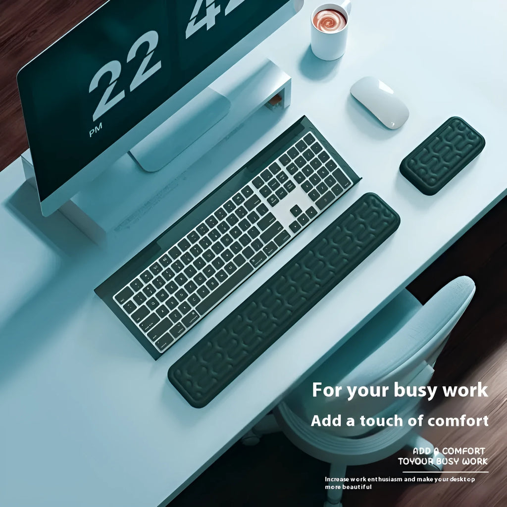 Double-sided memory foam wrist pad for keyboard and mouse in multiple colour options
