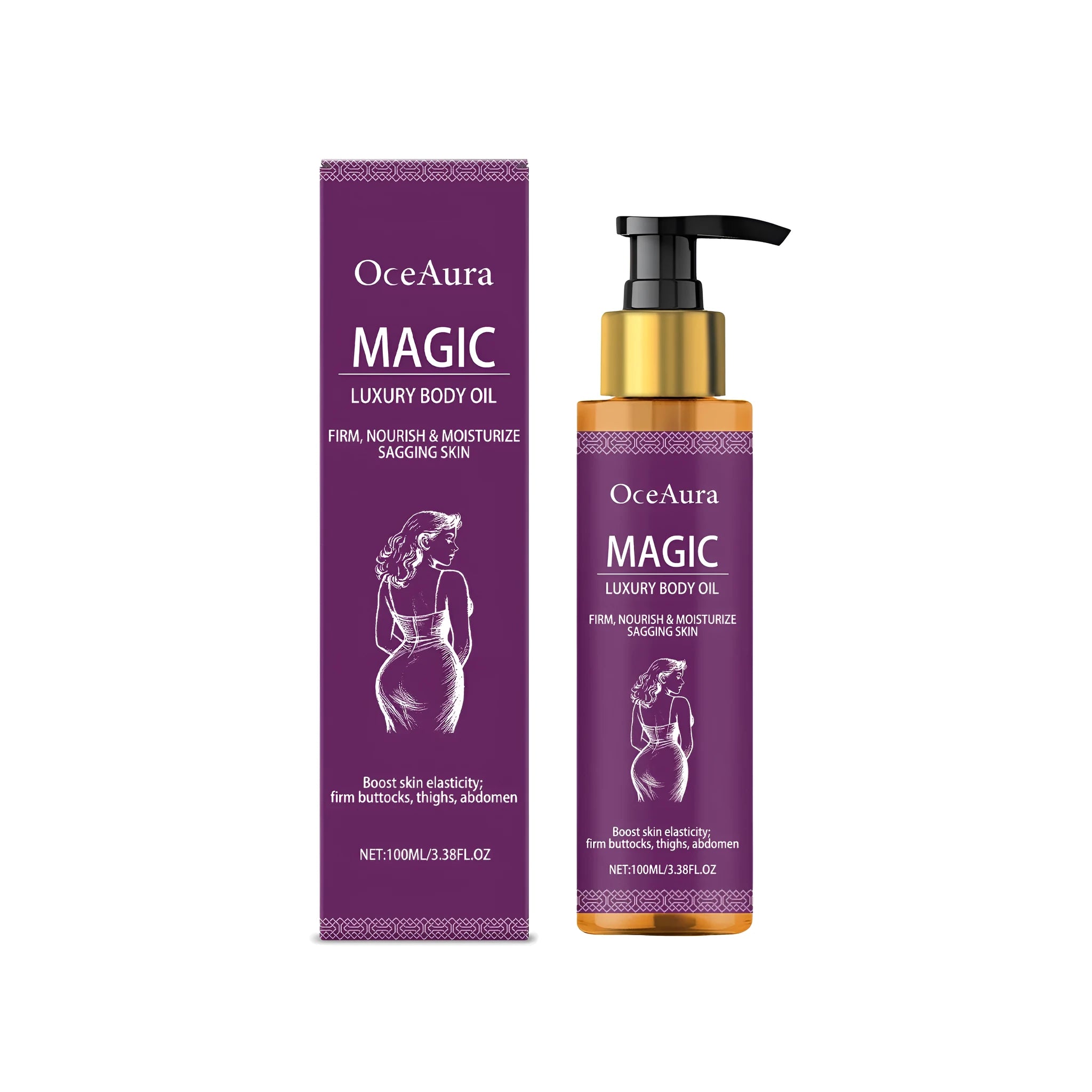 100ml bottle of luxury body oil with natural ingredients including sweet almond and lavender oils