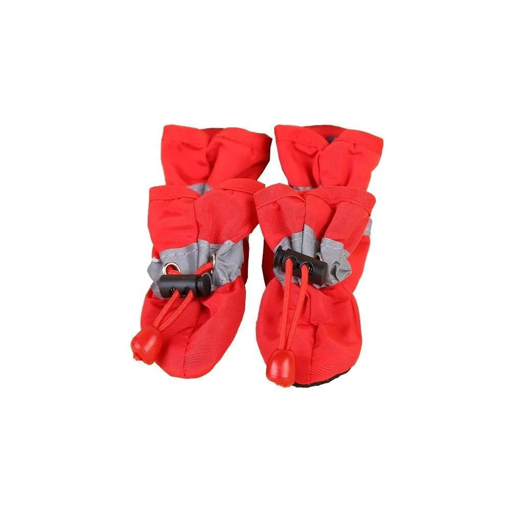 Dog shoes with soft soles in multiple colours including rose red, black, blue and monkey print designs