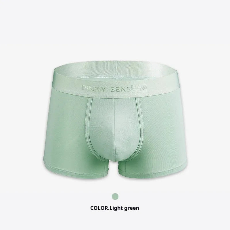 Men's solid colour cotton boxers in black, white, silver grey, and light green