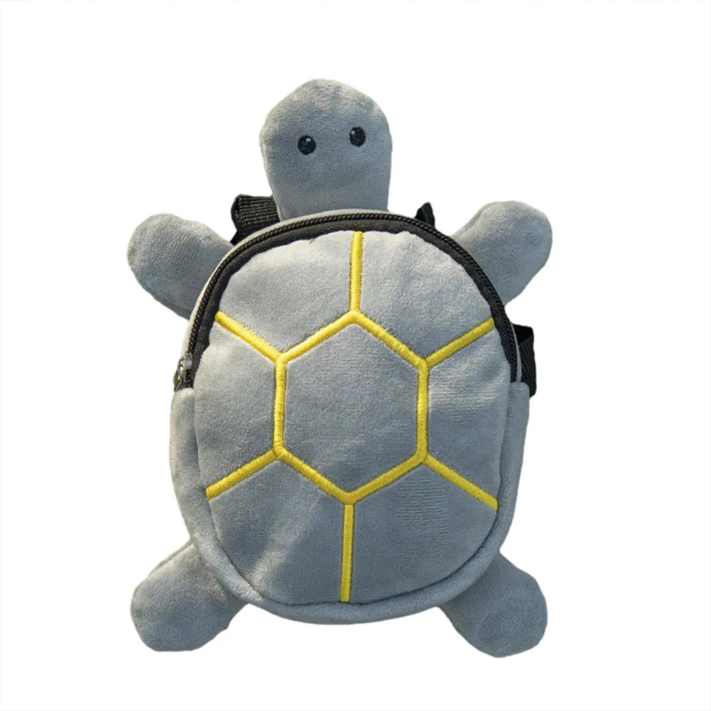 Turtle-shaped dog backpack harness carrier with metal zipper in velvet material