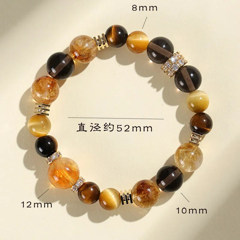 Women's natural yellow tower crystal string beads bracelet with 10mm Jinba design