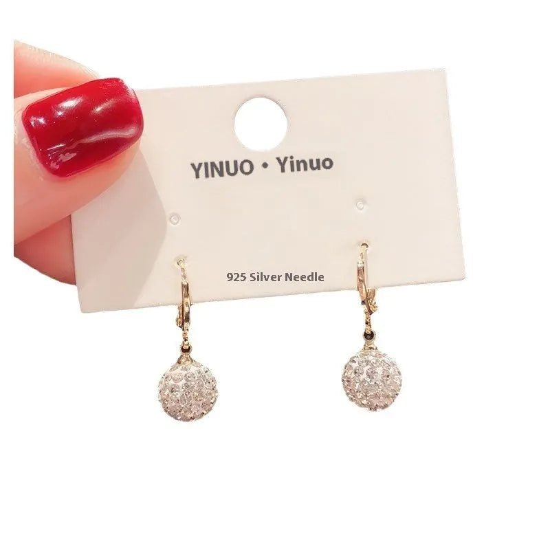Women's geometric earrings with zircon accents and electroplated finish in multiple colour options