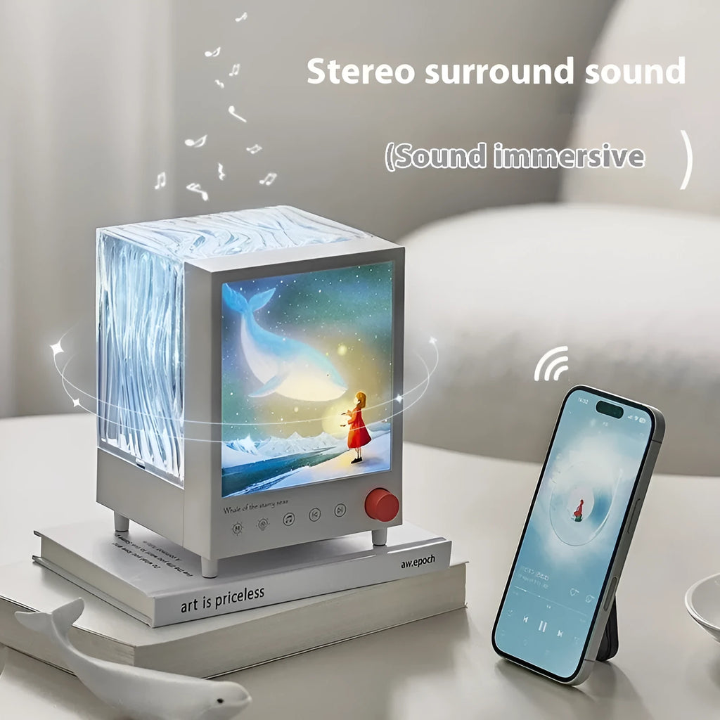Aurora treasure box atmosphere projection lamp with star sea whale lighting effects