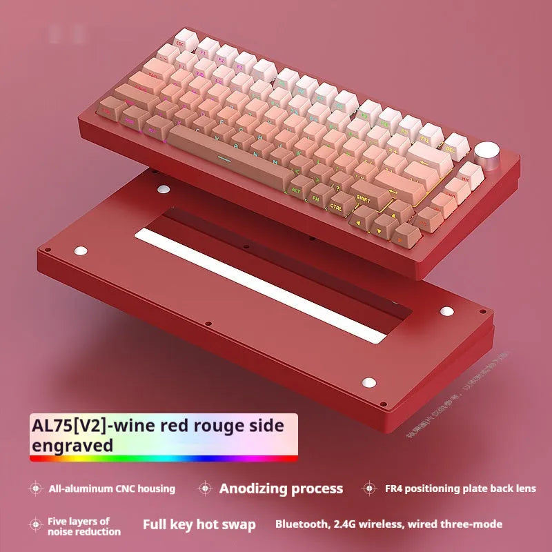 Heiji Snake aluminum mechanical keyboard kit with key puller and USB receiver on dark surface