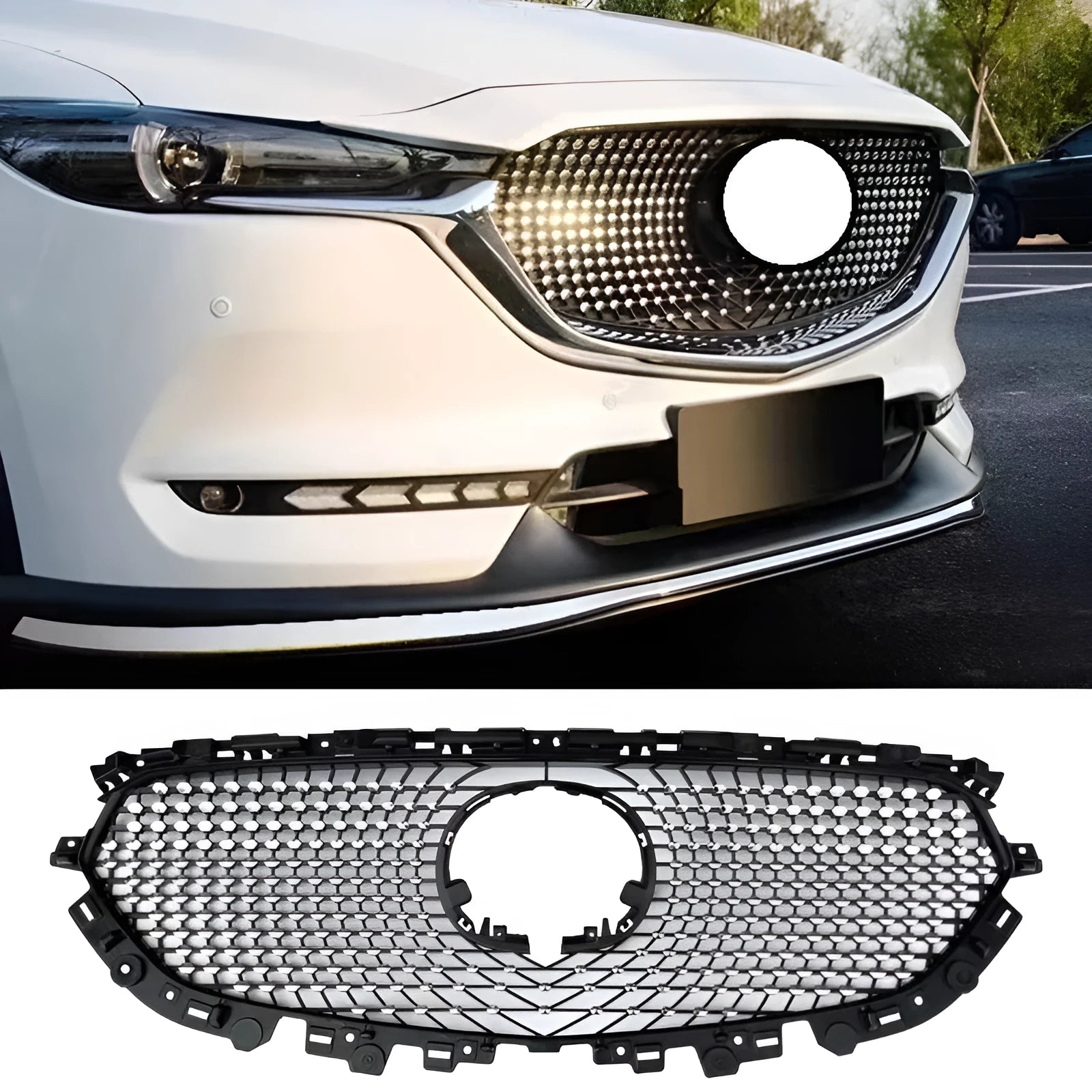 Mazda CX-5 medium mesh GT sports grille decoration in bright black finish