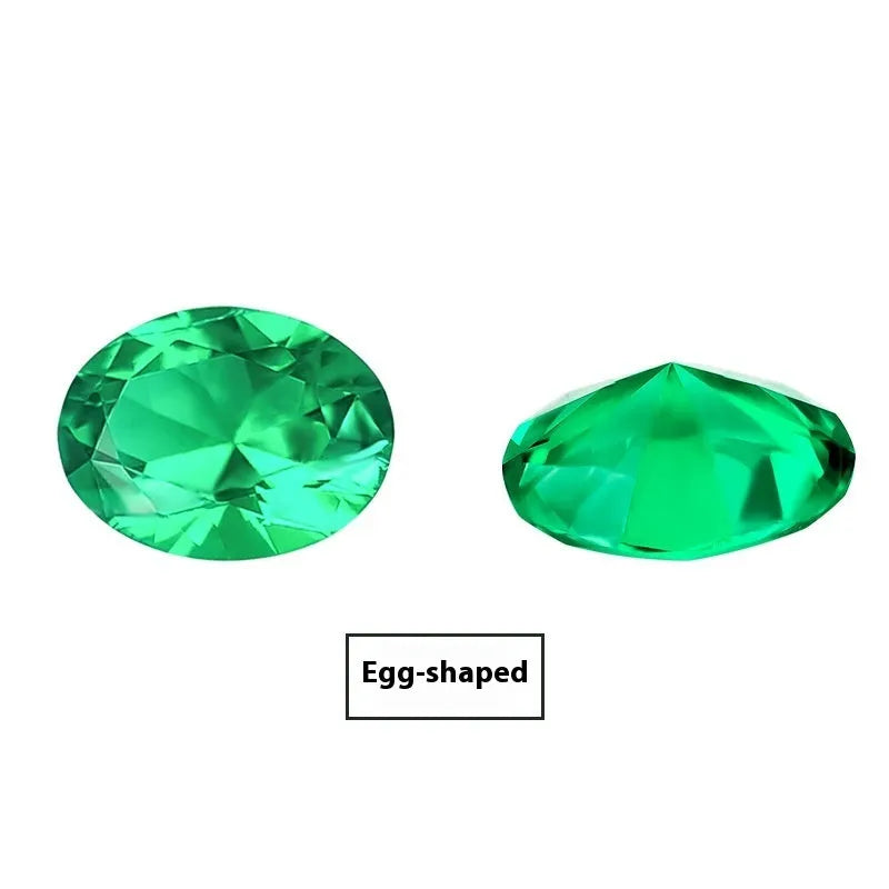 Cultivated emerald gemstone in Columbia green treasure colour showing round and rectangular cuts