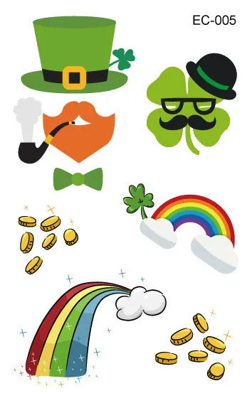 St. Patrick's Day clover design temporary tattoo sticker measuring 120×75mm