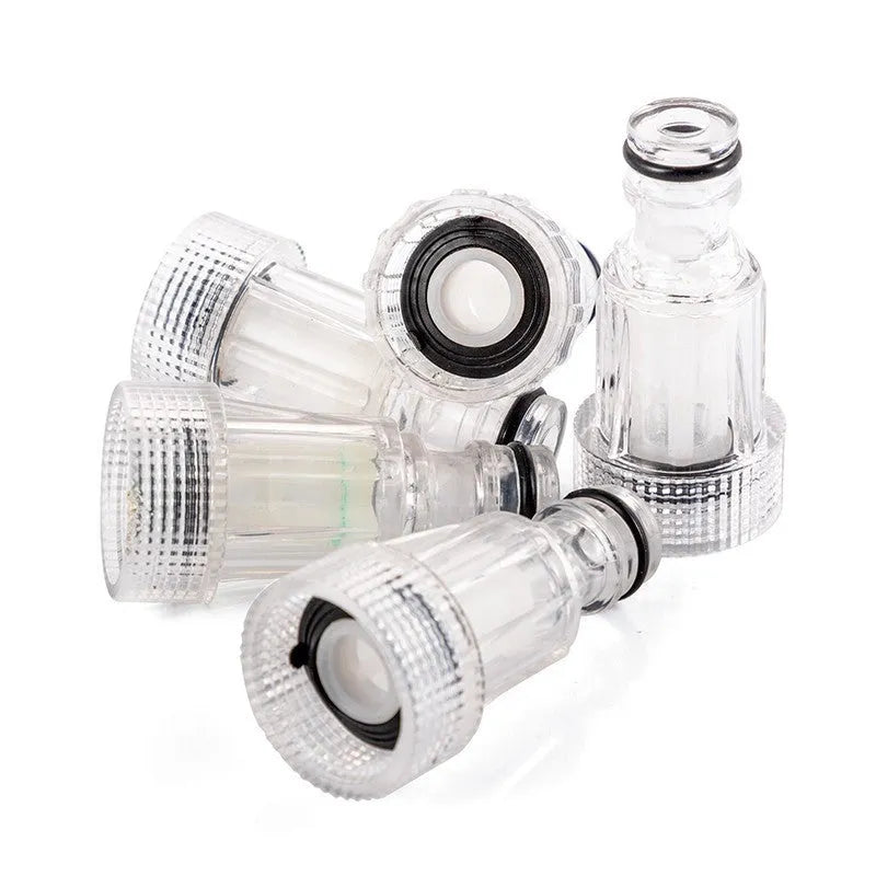 Transparent plastic inlet joint with filter screen for Karcher K2-K7 pressure washers