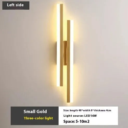 Scandinavian minimalist LED wall light with acrylic lampshade in black or gold finish