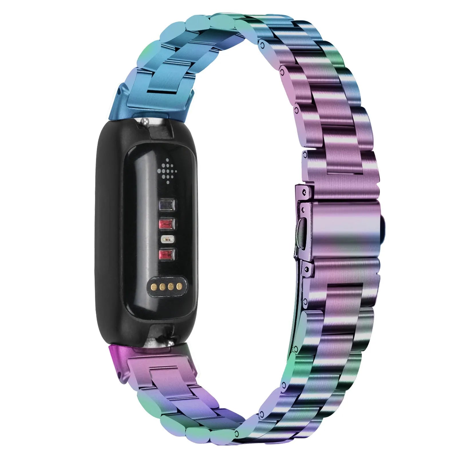 Stainless steel three-bead watch strap for Fitbit Inspire3 in multiple colour options